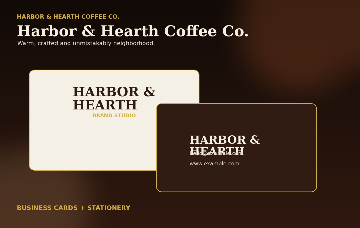 Harbor & Hearth Coffee Co. Business Cards + Stationery