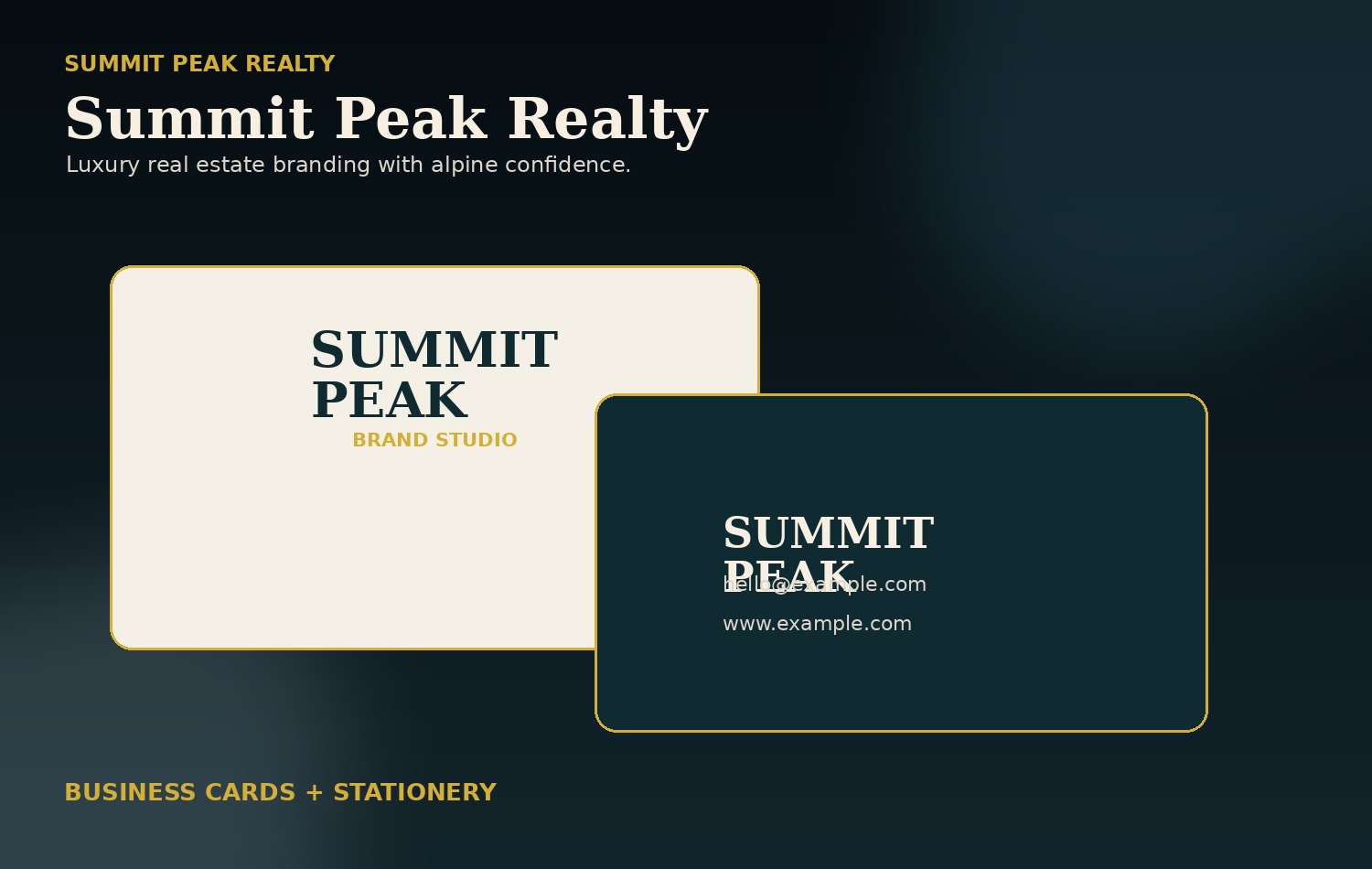 Summit Peak Realty Business Cards + Stationery