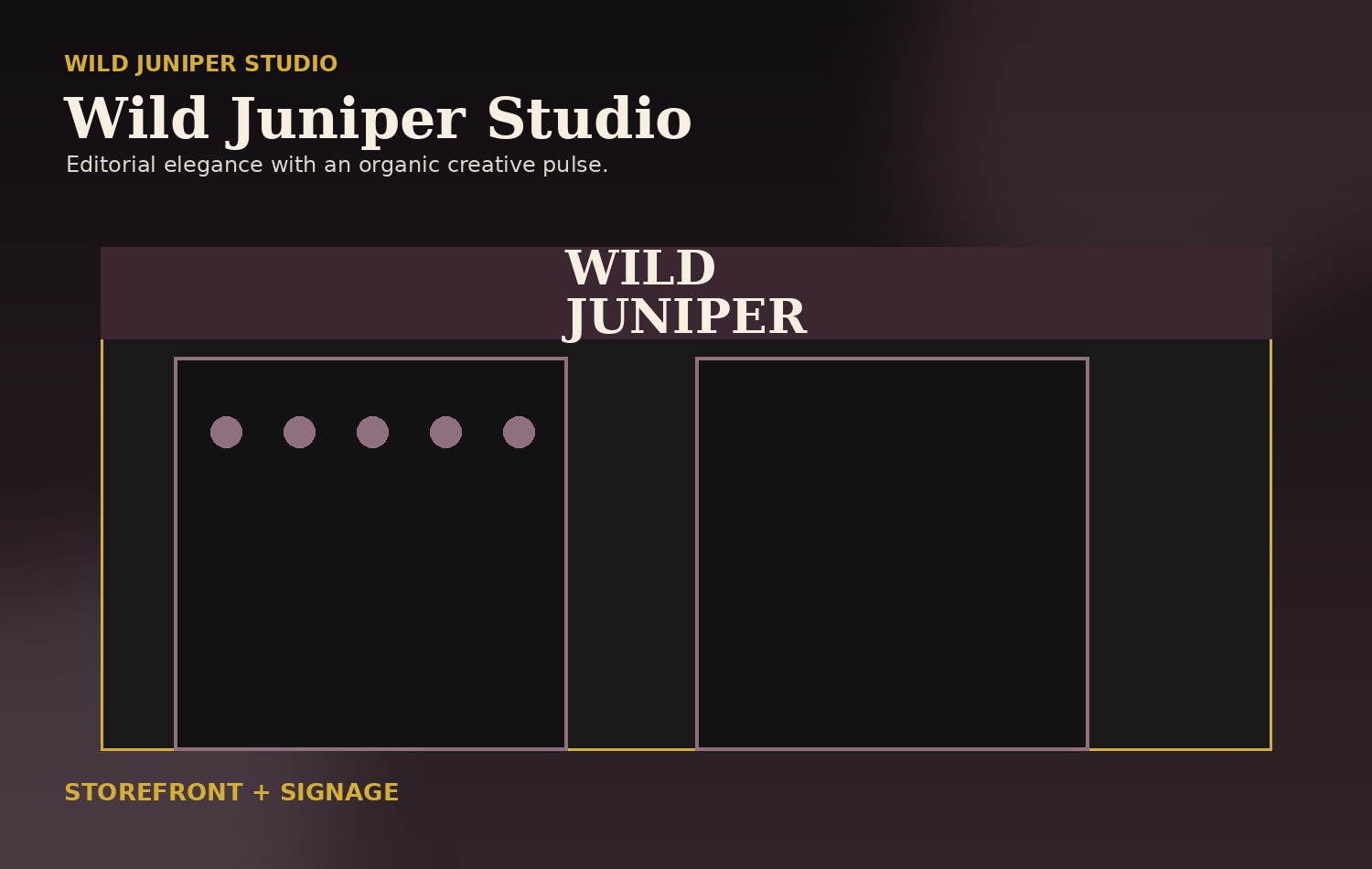 Wild Juniper Studio Storefront + Signage